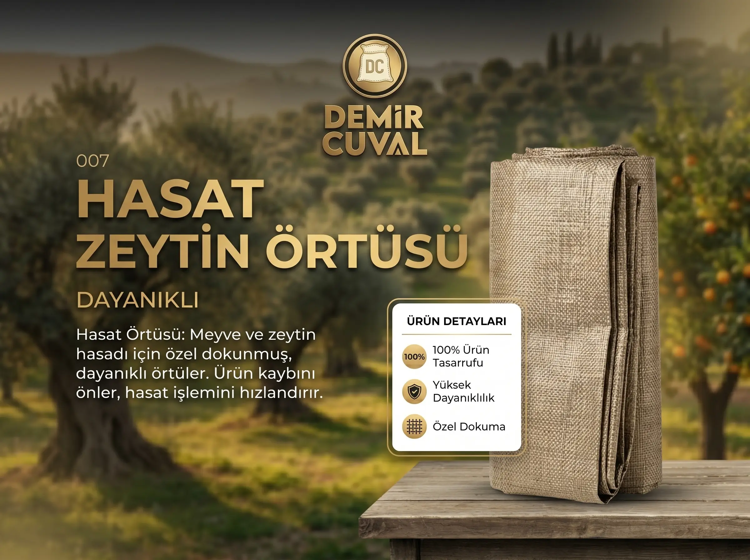 Zeytin hasat örtüsü ve meyve toplama yaygısı çeşitleri